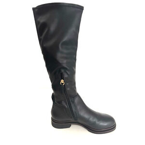Louise Et Cie Tiley Boots 9M Black Leather Knee-High Riding Boot Low Heel Brazil